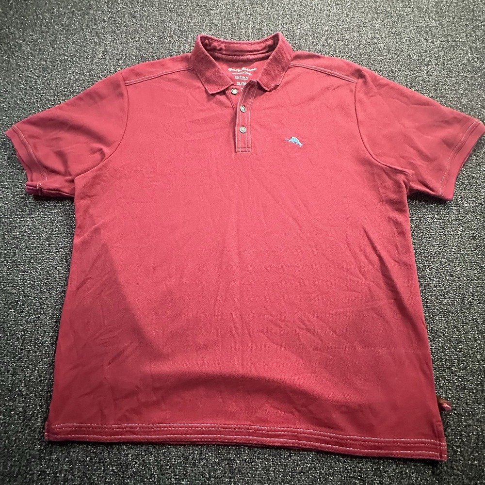 Tommy Bahama IslandZone Supima Cotton Blend Polo Shirt Mens XL Red Short Sleeve